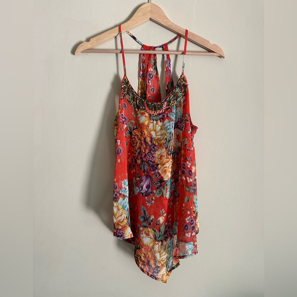 Beaded floral Daytrip tank, size small
